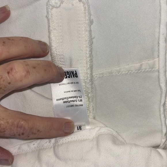 EUC PAIGE Women's Genevieve High Rise Flare Jeans Sz 31" White 70s Lainey Vibes - Picture 5 of 8